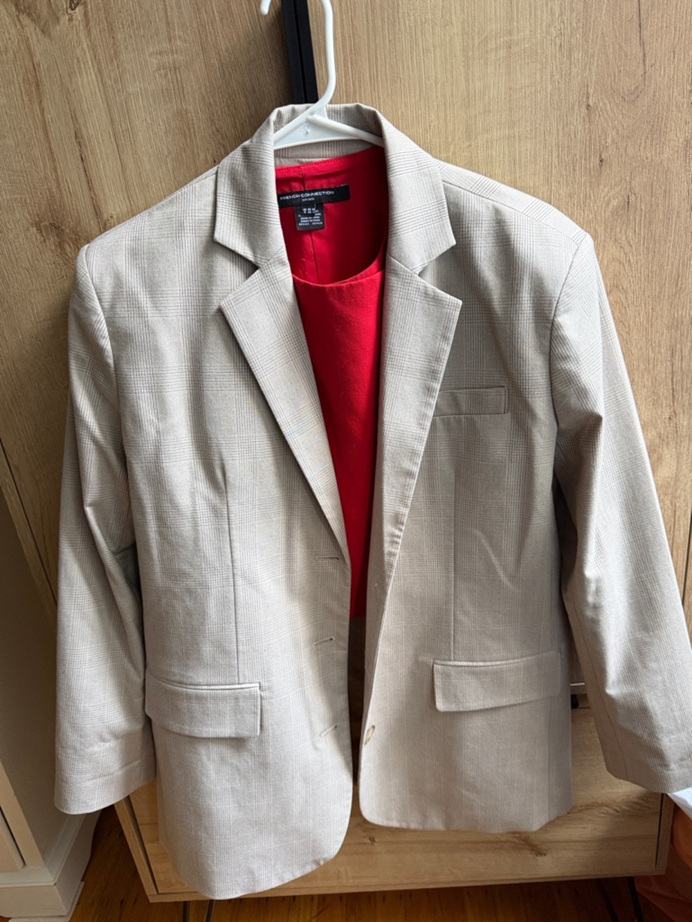 Kenneth Cole Light Beige Men's Sport Coat with Red Lining